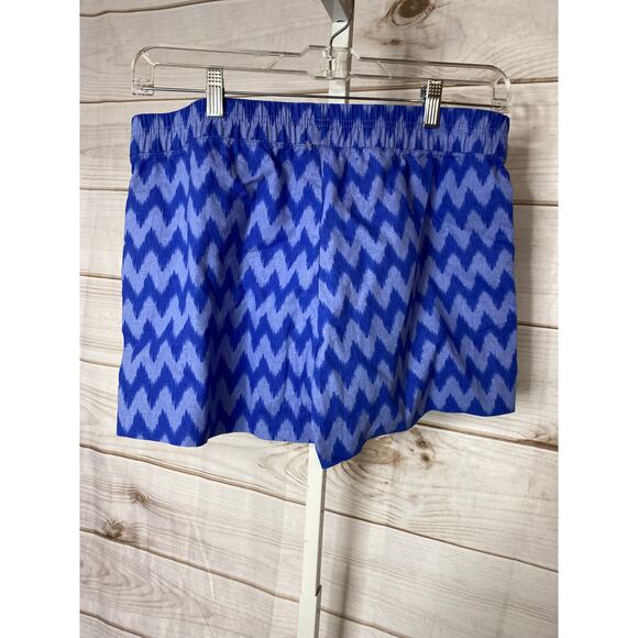 Brand New Threedots Women's Size Large Blue Chevron Print Linen Blend Shorts - Picture 3 of 5
